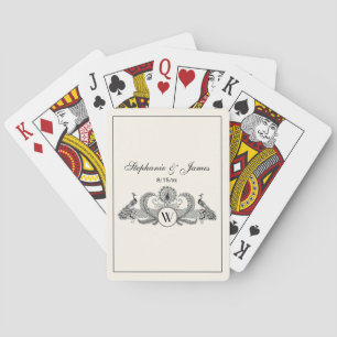 Jeu De Cartes Peacocks vintages avec Monogramme - Ivory FRM