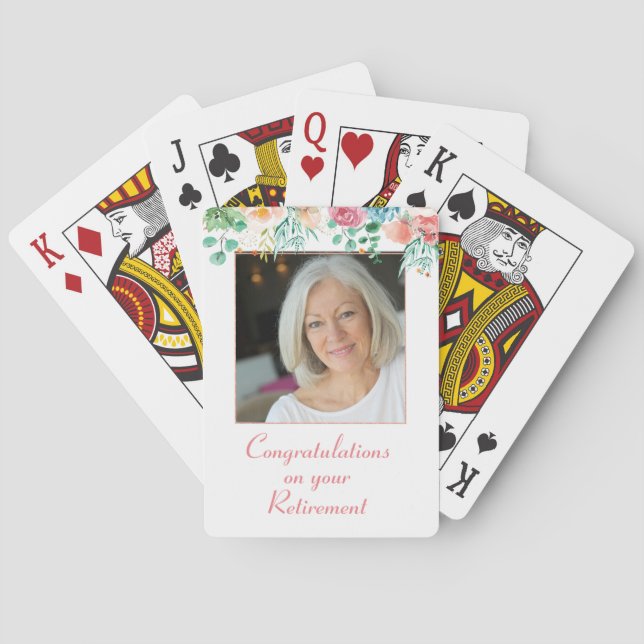 Jeu De Cartes Pêche et Green Floral Photo Retraite Jouer Ca (dos)