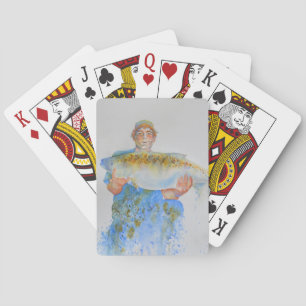 Jeu De Cartes Pêcheur peinture d'aquarelle cadeau de pêche pour