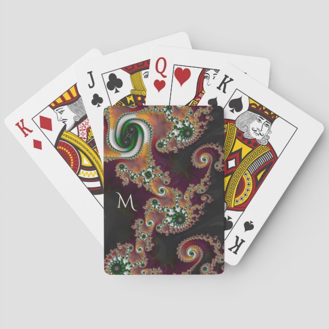 Jeu De Cartes Peint Chine Style art fractal avec Monogramme (dos)