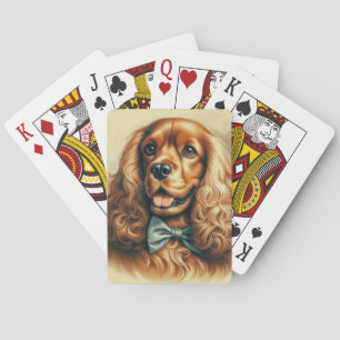 Jeu De Cartes Peinture à l'huile vintage de Cocker Spaniel