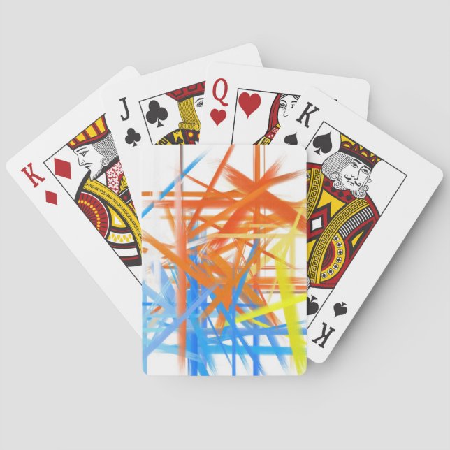 Jeu De Cartes Peinture Abstraite orange jaune bleu rétro (dos)