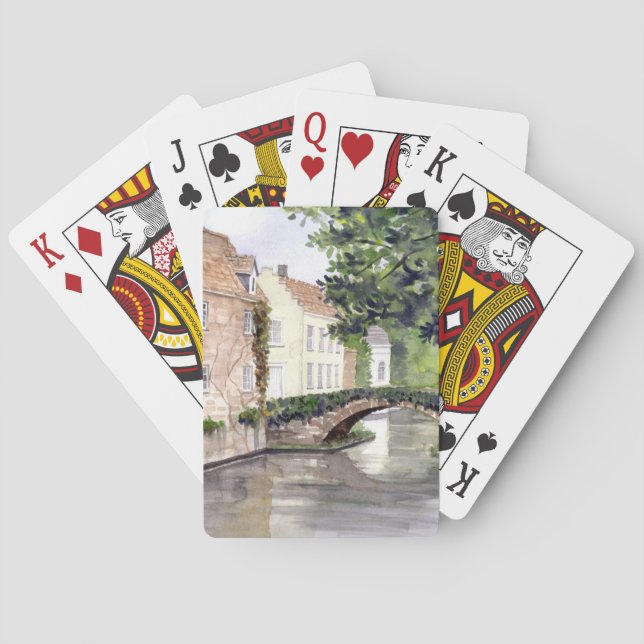 Jeu De Cartes Peinture aquarelle de Bruges par Farida Greenfield (dos)