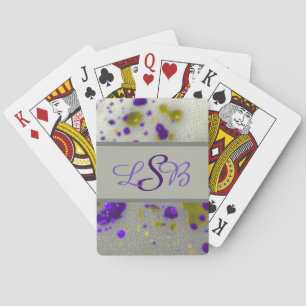 Jeu De Cartes Peinture artistique Dessin violet jaune monogramme