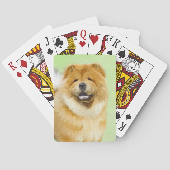 Jeu De Cartes Peinture Chow Chow - Joli art original chien (dos)