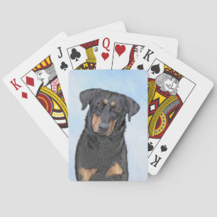 Jeu De Cartes Peinture de Beauceron - Art de chien original mign