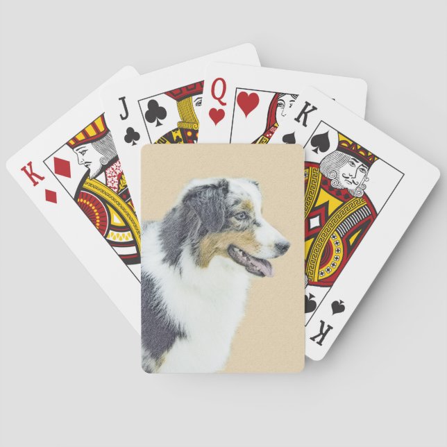 Jeu De Cartes Peinture de berger australienne - Art original de  (dos)