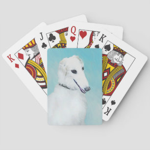 Jeu De Cartes Peinture de Borzoi (Blanc) - Joli Chien d'origine