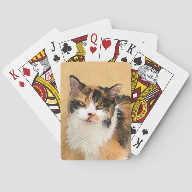 Jeu De Cartes Peinture de chat Calico - Cute Original Cat Art (dos)