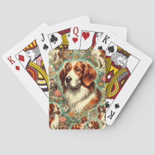 Jeu De Cartes Peinture de chien breton vintage