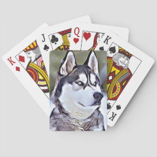 Jeu De Cartes Peinture de Digitals de chien de traîneau sibérien
