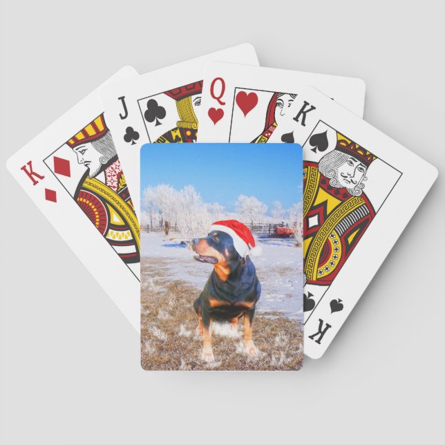 Jeu De Cartes Peinture de Noël de chien Rottweiler (dos)