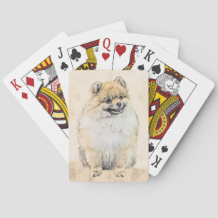 Jeu De Cartes Peinture de Poméranie (orange) - Art original du c