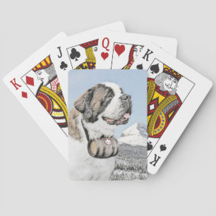 Jeu De Cartes Peinture de Saint Bernard - Beau art original de c