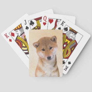 Jeu De Cartes Peinture de Shiba Inu (rouge) - Art original du ch