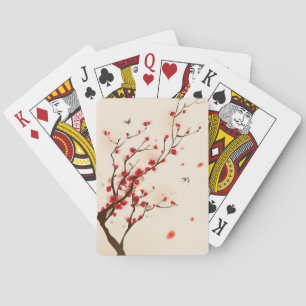 Jeu De Cartes Peinture de style oriental, fleur de prune au prin