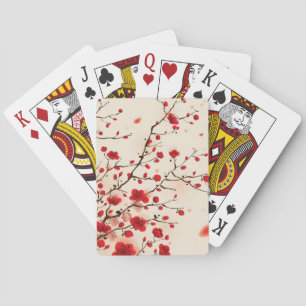 Jeu De Cartes peinture de style oriental, fleur de prunier au pr