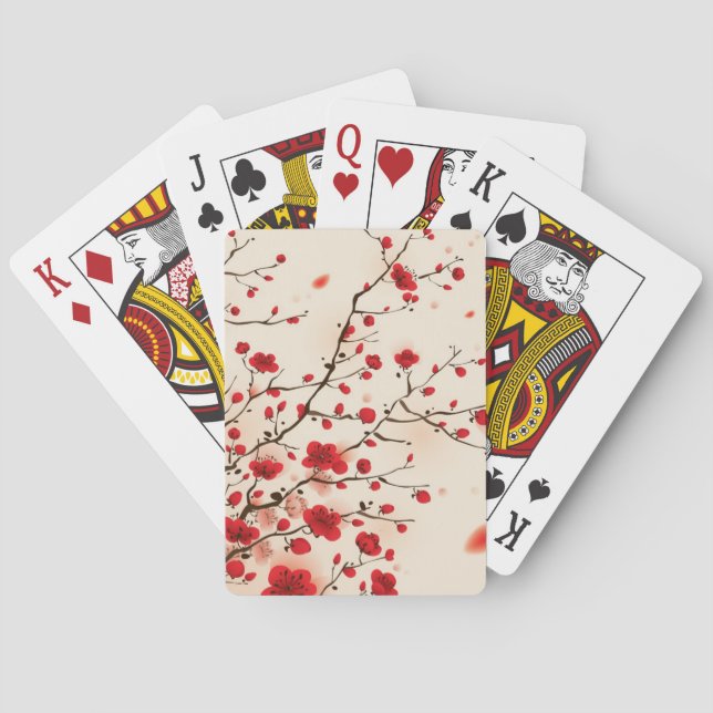 Jeu De Cartes peinture de style oriental, fleur de prunier au pr (dos)