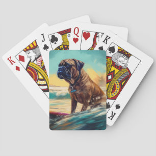 Jeu De Cartes Peinture de Surf sur la Plage de Bullmastiff