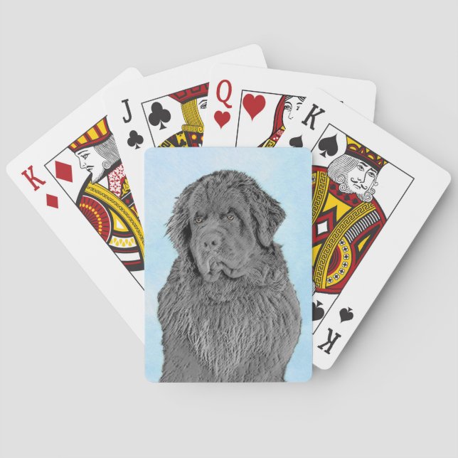 Jeu De Cartes Peinture de Terre-Neuve - Cute Original Chien Art (dos)