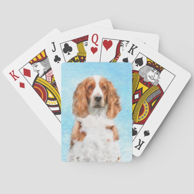 Jeu De Cartes Peinture d'espagnol Welsh Springer - Art original  (dos)
