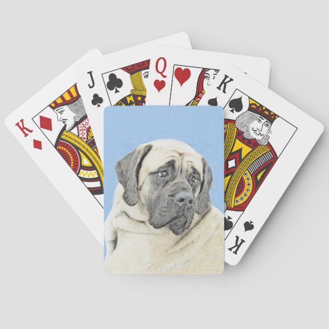 Jeu De Cartes Peinture Mastiff (Fawn) anglaise - Art Chien origi (dos)