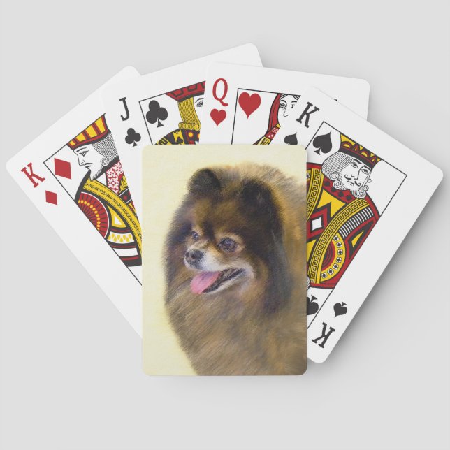 Jeu De Cartes Peinture Poméranienne Noir et Tan Art Chien origin (dos)