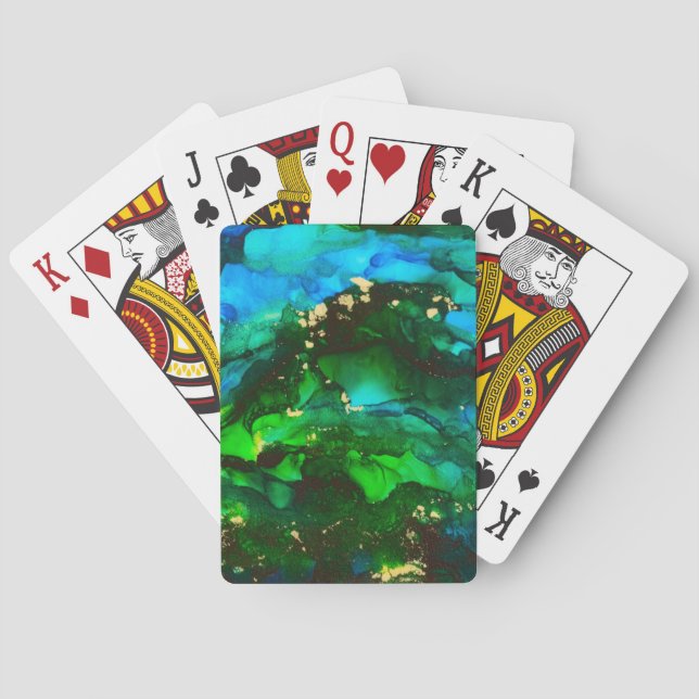 Jeu De Cartes Peinture renversante d'encre d'alcool (dos)