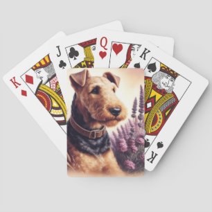Jeu De Cartes Peinture vintage Airedale Terrier