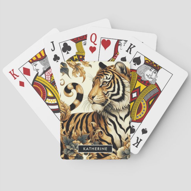 Jeu De Cartes Peinture vintage de tigre d'or (dos)