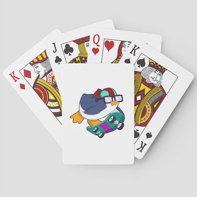 Jeu De Cartes Penguin as Skater with Skateboard (dos)