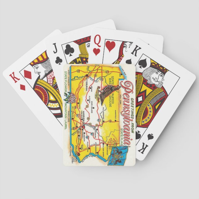Jeu De Cartes Pennsylvania Postcard Map Playing Cards (dos)