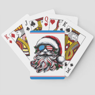 Jeu De Cartes Père Noël de Noël Patriotique/Américaine