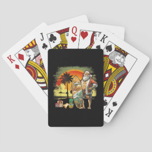 Jeu De Cartes Père Noël de surf d'été tropical 6 Pack Christm
