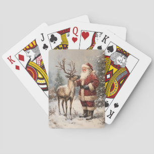 Jeu De Cartes Père Noël vintage Dessinant Une Peinture De Rindee