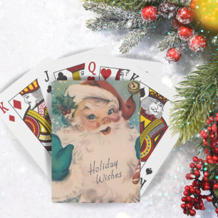 Jeu De Cartes Père Noël Vintage rétro avec Sucre de canne Noël