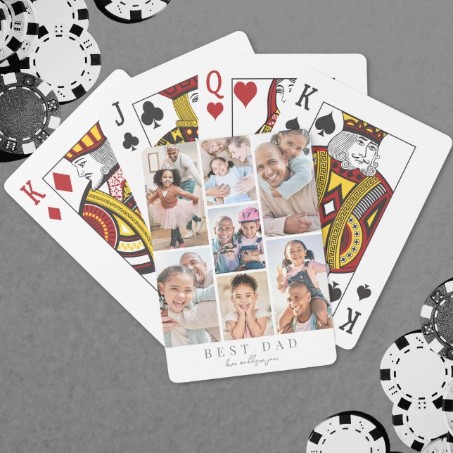 Jeu De Cartes Père Personnalisé Photo Papa (Father Personalized Dad Photo Poker Cards)
