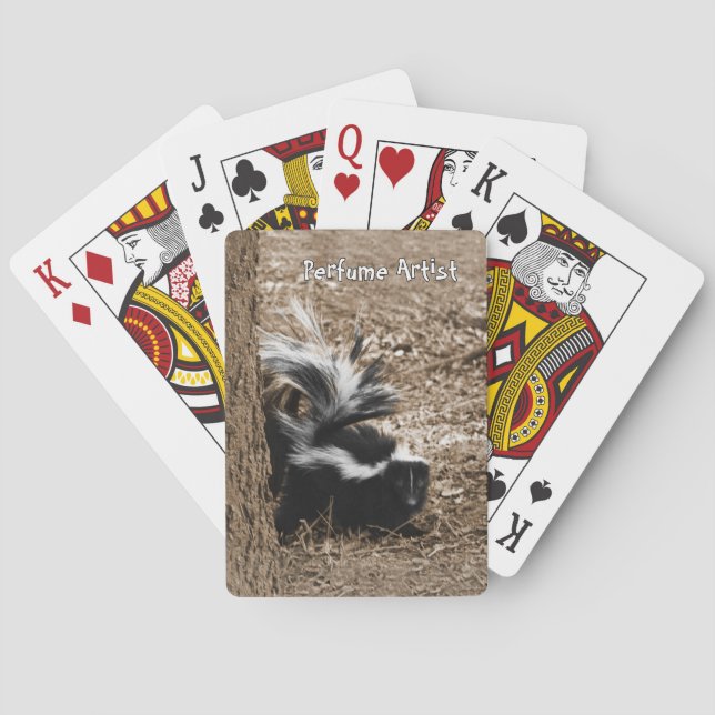 Jeu De Cartes Perfume Artist "friendly" skunk image and caption (dos)