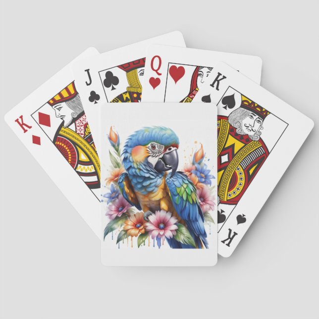 Jeu De Cartes Perroquet et fleurs (dos)