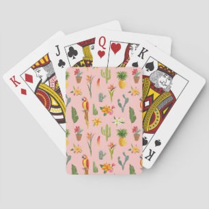 Jeu De Cartes Perroquet tropical, Motif Vintage Cactus.