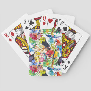 Jeu De Cartes Perroquets colorés d'aquarelle