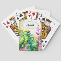 Perruche tropicale jungle oiseau aquarelle fleurs