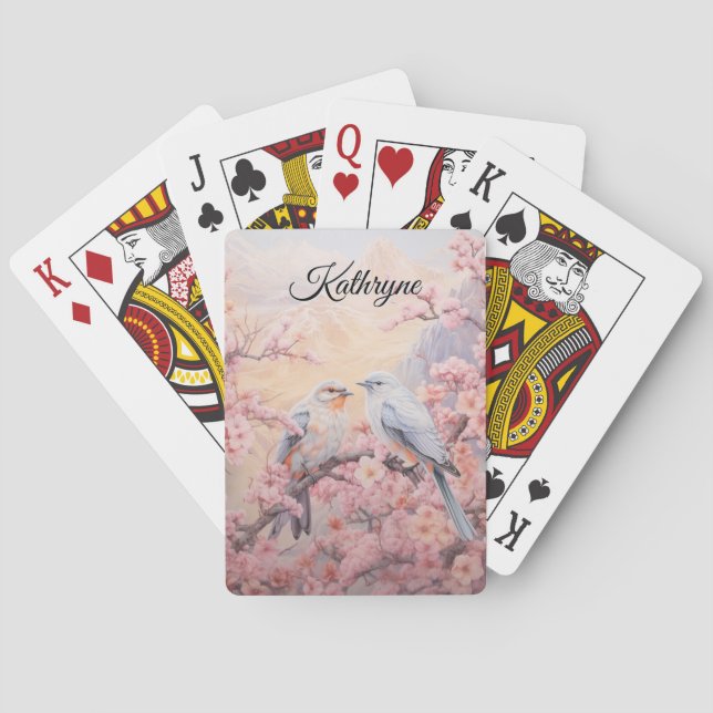 Jeu De Cartes Personalized Cherry Blossom Bird  (dos)