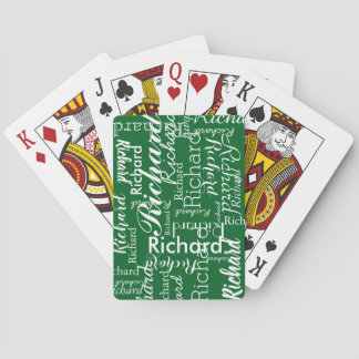 Jeu De Cartes Personalized Name Repeated on Green