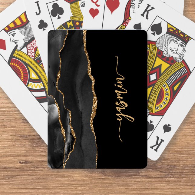 Jeu De Cartes Personalized Signature Black Gold Agate (Créateur téléchargé)