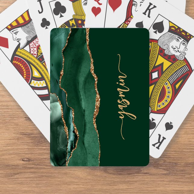 Jeu De Cartes Personalized Signature Emerald Green Gold Agate (Créateur téléchargé)