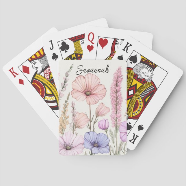 Jeu De Cartes Personalized Wildflower Botanical  (dos)