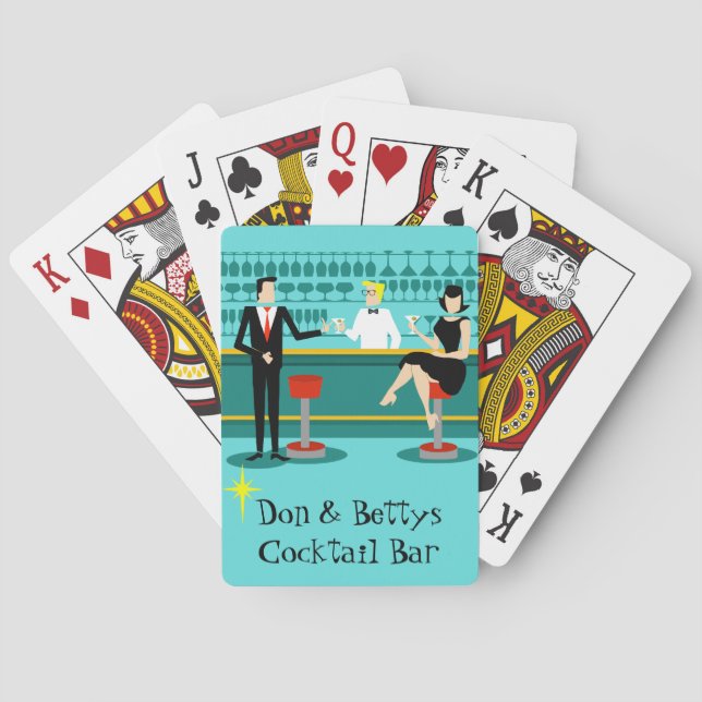 Jeu De Cartes Personnalisable Retro Cocktail Lounge Playing Card (dos)