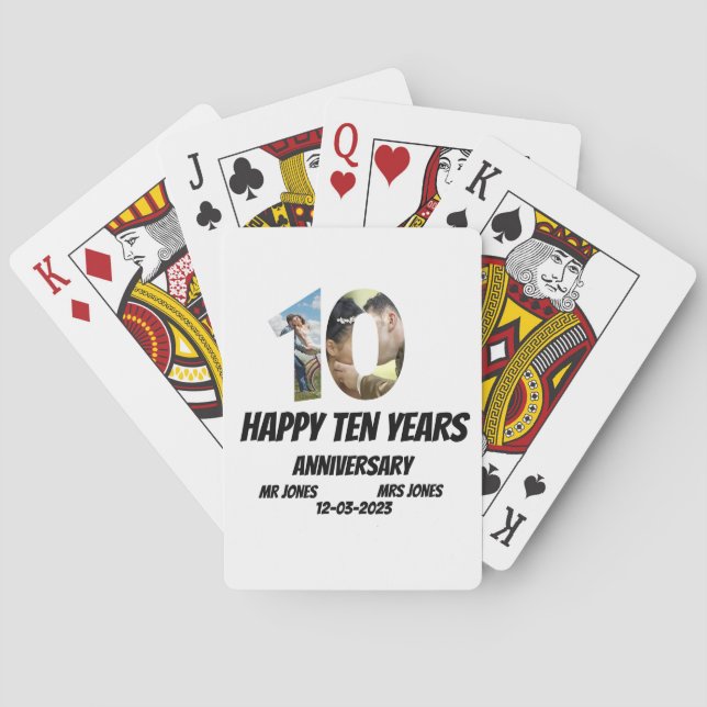 Jeu De Cartes Personnalisé 10 ans Anniversaire 2 Collage photo (dos)