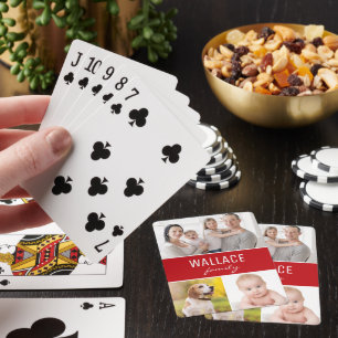 Jeu De Cartes Personnalisé 3 Photos de famille Collage simple Ro